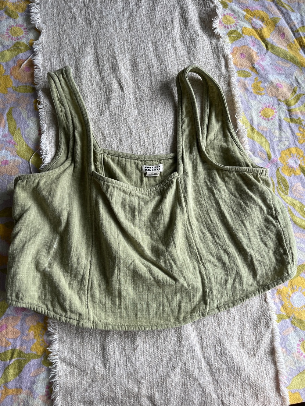 Billabong Sage Green Crop Tank with Wide Straps